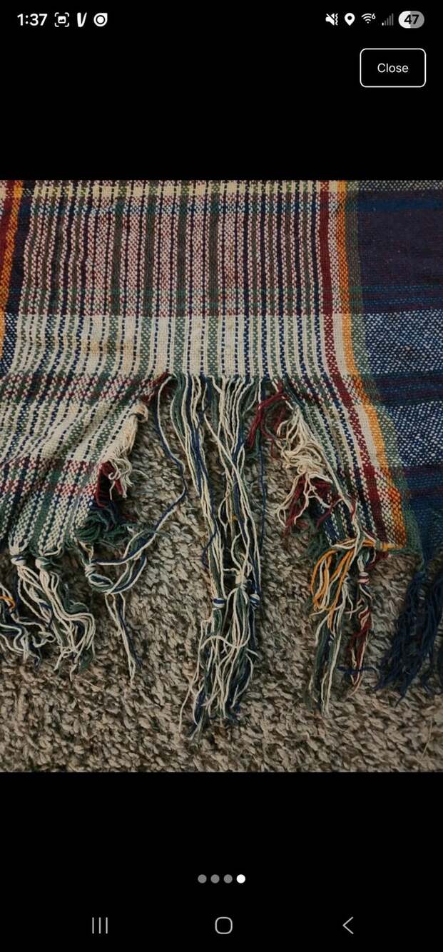 Ralph Lauren Blanket Size 54 X 72 In. Multicolor Plaid Cotton Fringe